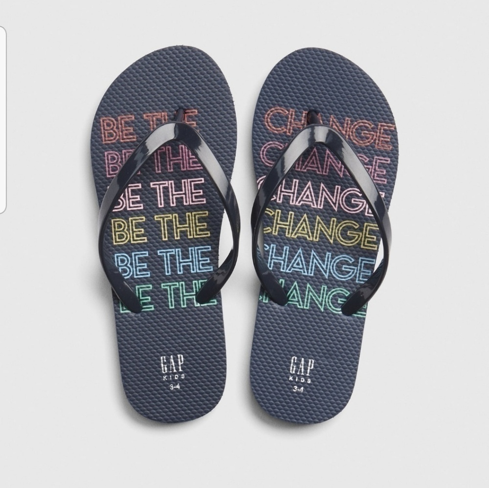 GAP Kids Be The Change Flip Flops NWT